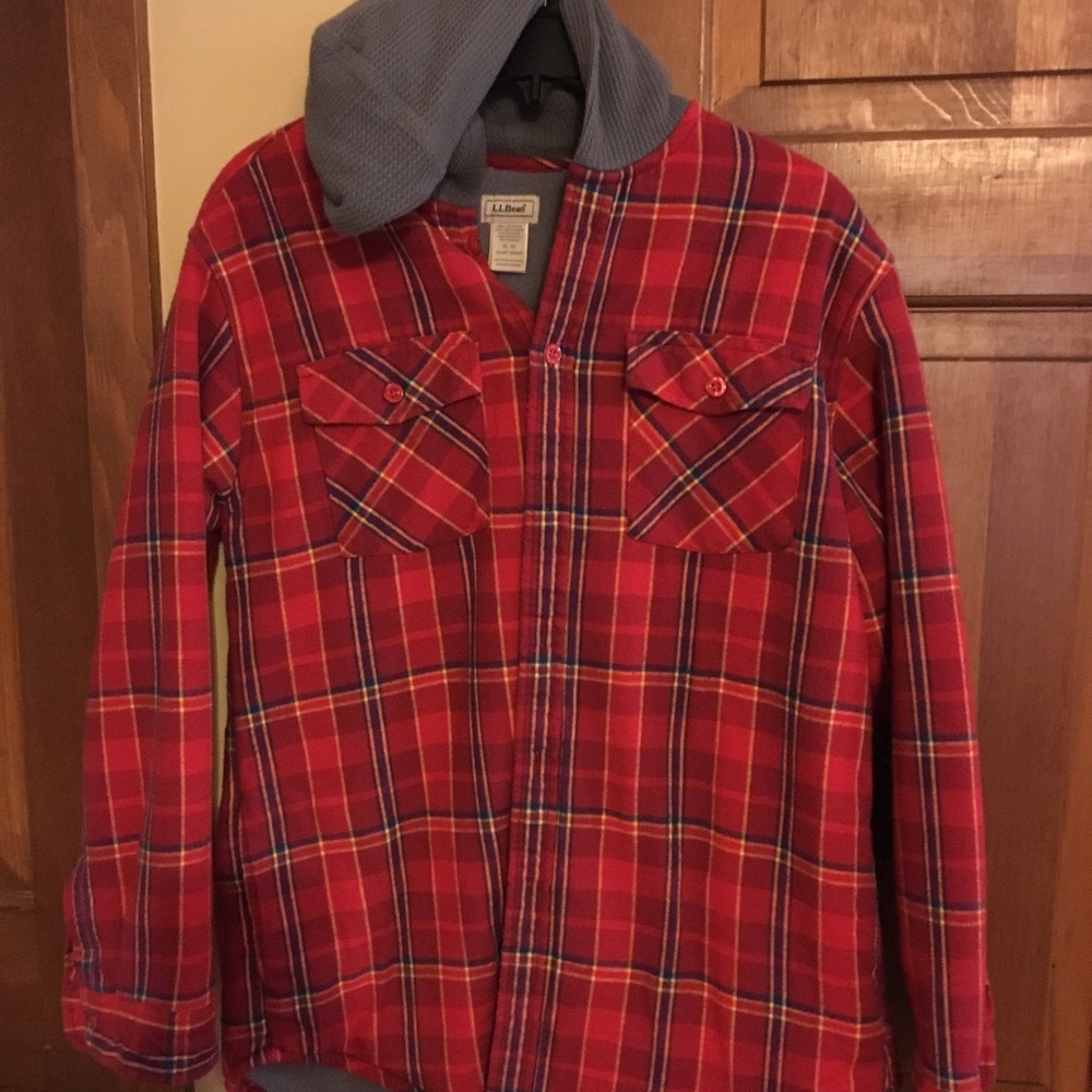 L.L.Bean fleece lined flannel shirt boys XL
